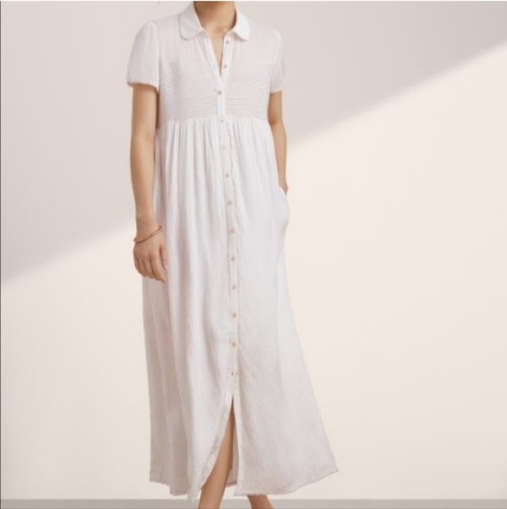 Wilfred White Button-Front Maxi Dress